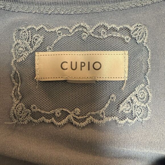Cupio Top T-Shirt XL Blue Short Sleeve Jersey Knit Soft Cozy Comfy Fall Winter - Picture 6 of 7